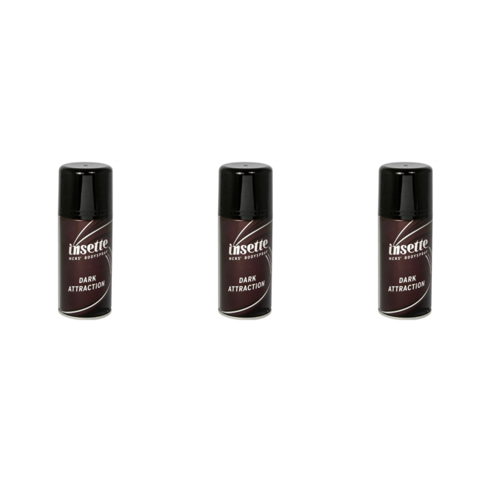 Insette Dark Attraction Men's Deodorant Body Spray 150ml - Pack of 3