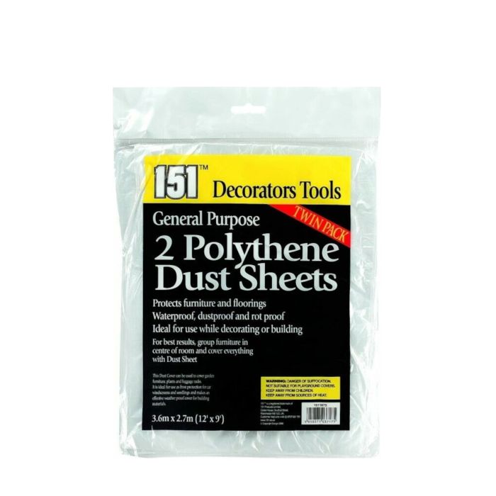 151 General Purpose 2 Polythene Dust Sheets 3.6m x 2.7m