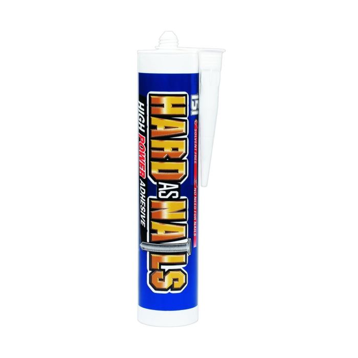 151 Hard As Nails High Power Interior Adhesive Sealant 280ml cartridge on a workbench
