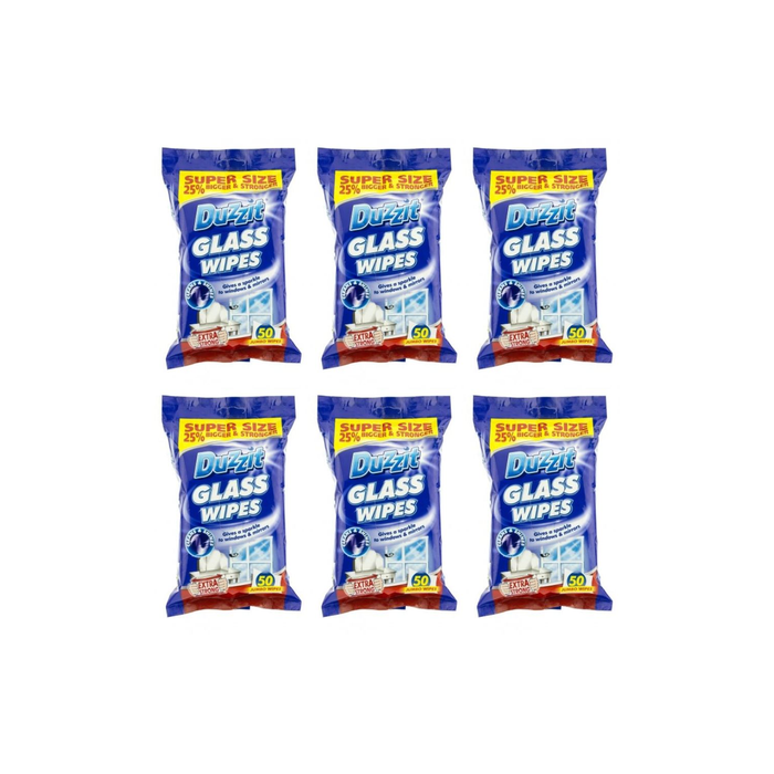 Duzzit Glass Wipes 50 wipes - Pack of 6