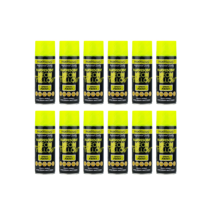 Paint Factory All Purpose Neon Yellow Spray Can 400 ml - Pack of 12