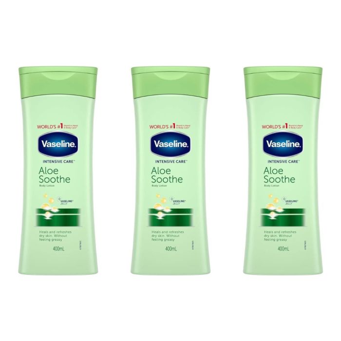 Vaseline Intensive Care Aloe Soothe Body Lotion 400 ML - Pack of 3