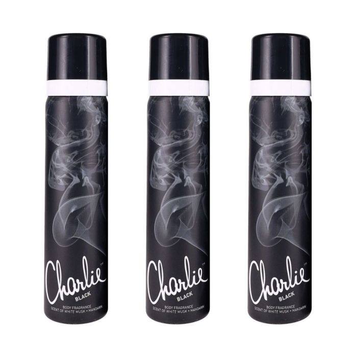 Charlie Body Spray Black White Musk & Mandarin 75 ML - Pack of 3