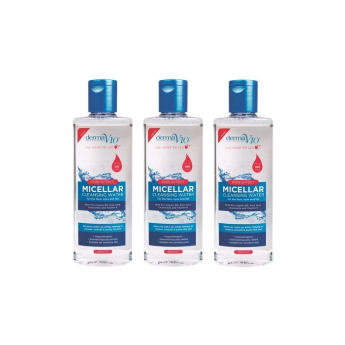 Derma V10 Micellar Cleansing Water Removes Makeup & Cleanses Skin 200ml

