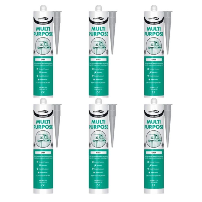 Bond It Multi-Mate Multipurpose Sealant Grey EU3 - Pack of 6