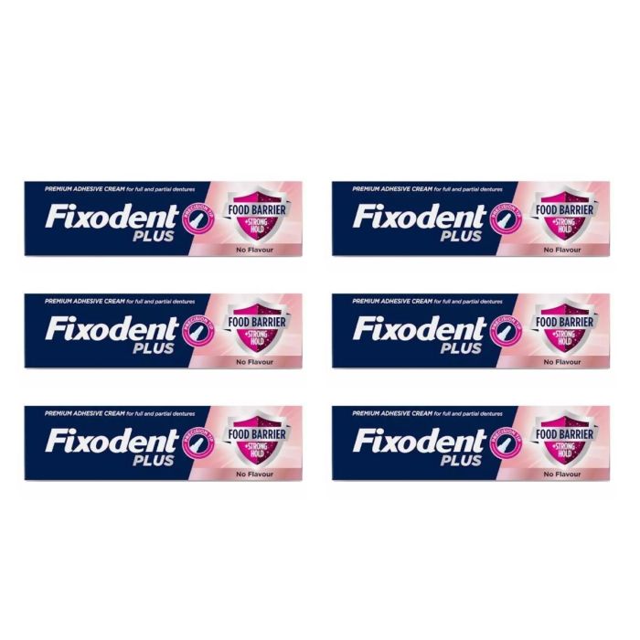 Fixodent Plus Food Seal Denture Adhesive Cream 40g - Pack of 6