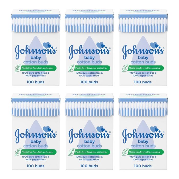 Johnsons Baby Cotton Buds 100 Buds - Pack of 6