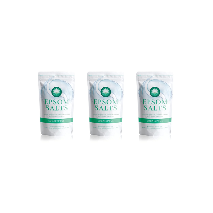 Elysium Spa Natural Eucalyptus Epsom Salts 1kg - Pack of 3