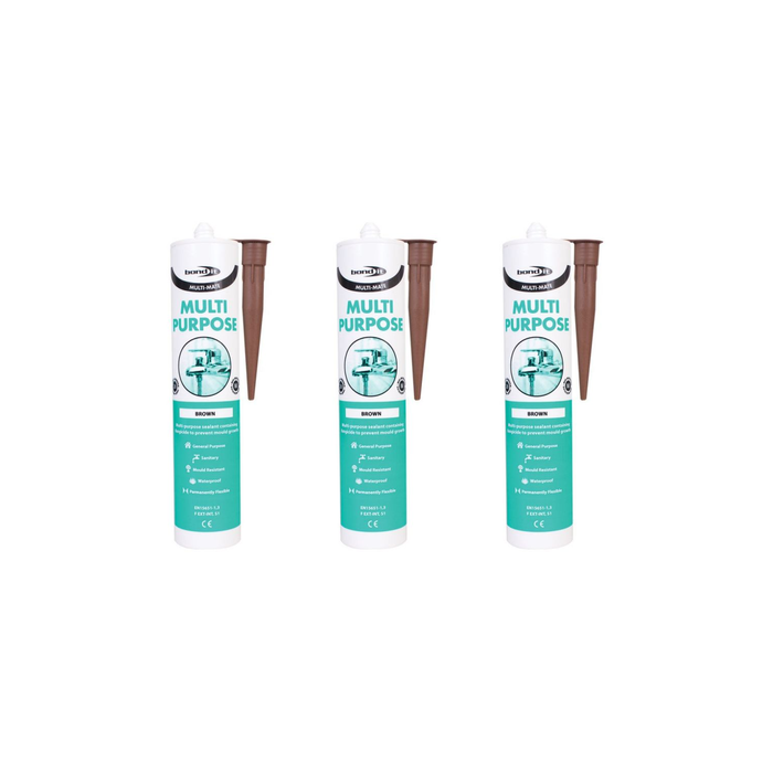 Bond It Multi-Mate Brown Multipurpose Sealant 310ml - Pack of 3