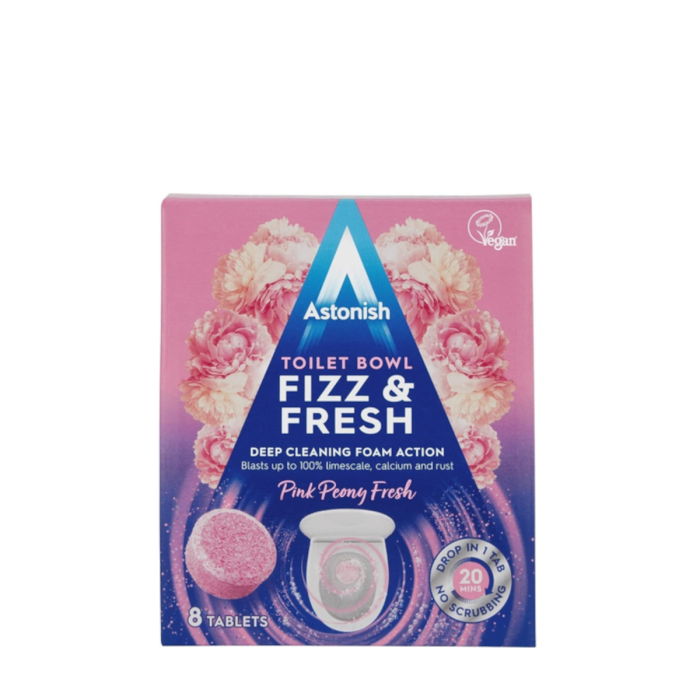 Astonish Toilet Bowl Fizz & Fresh Tabs Pink Peony Fresh 8 Tablets
