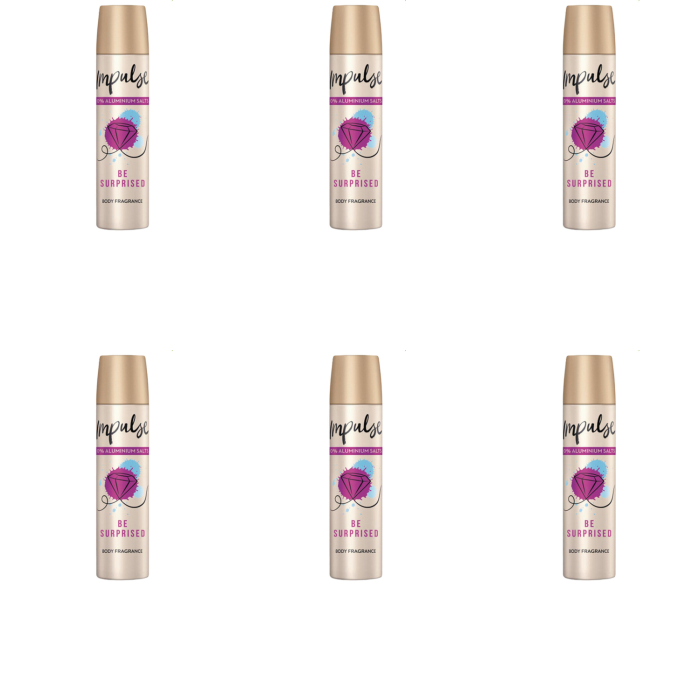 Impulse Be Surprised Body Fragrance Spray 0% Aluminium Salts 75ml - Pack of 6