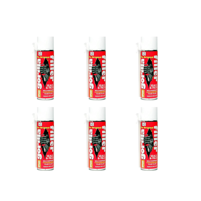 151 Original Gorilla Filler Weatherproof Expanding Foam 500 ML - Pack of 6