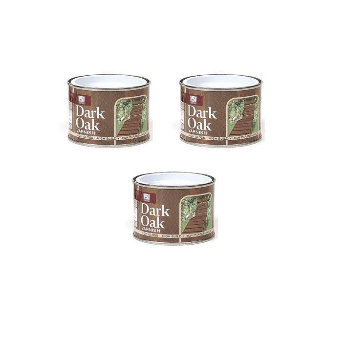 151 Coatings High Gloss Dark Oak Wood Varnish Tin 180ML - Pack of 3