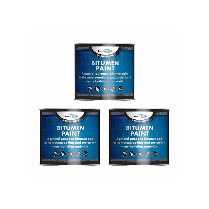 Bond It Bitbound Range Bitumen Paint For Waterproofing 1L - Pack of 3