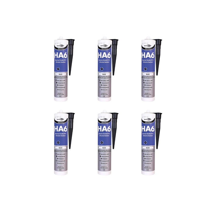  Bond It Premiere HA6 Black Marine Grade RTV Silicone Sealant 310ml  - Pack of 6