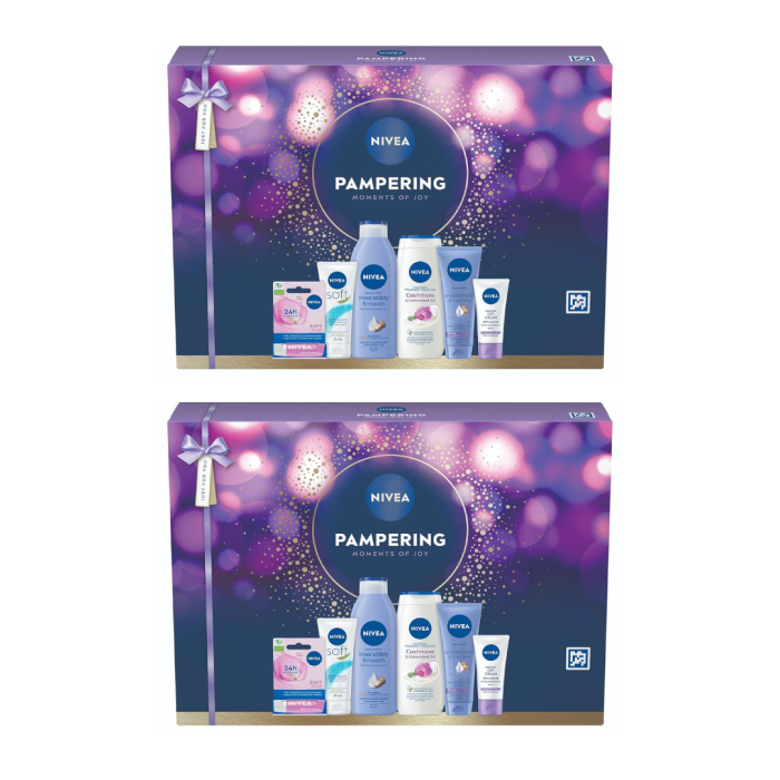 NIVEA Pampering Moments of Joy Gift Set Women’s Skincare Collection 6 Piece - Pack of 2