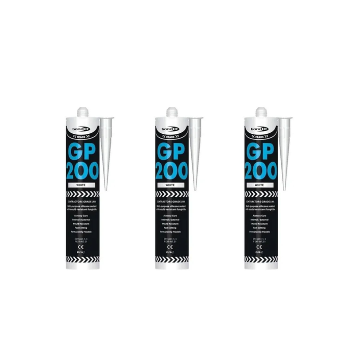 Bond It GP200 Translucent Silicone Sealant Multipurpose Mould Resistant 275 - Pack of 3