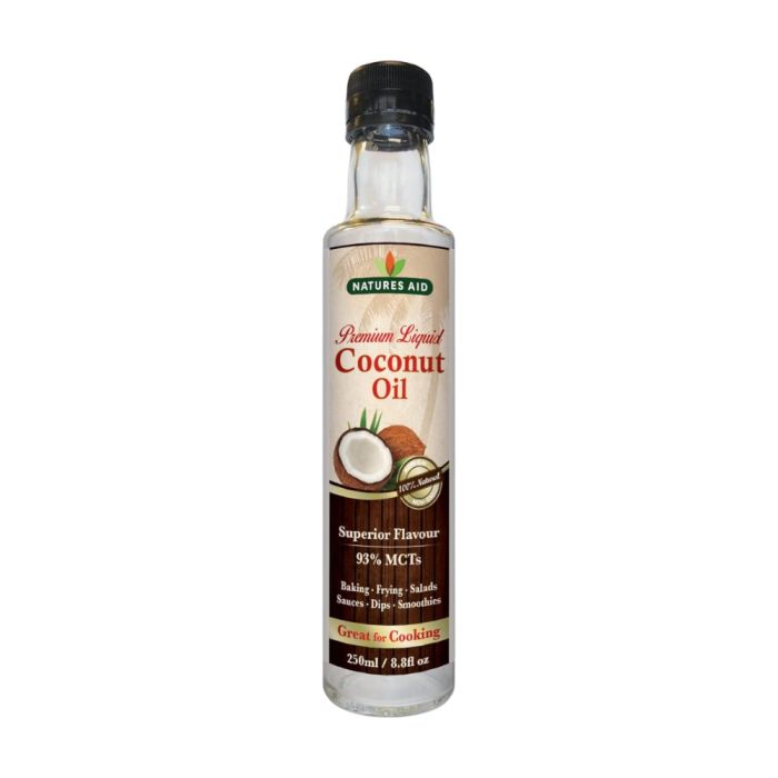 Natures Aid Liquid Coconut Oil For Cooking Frying Baking 250ml 
