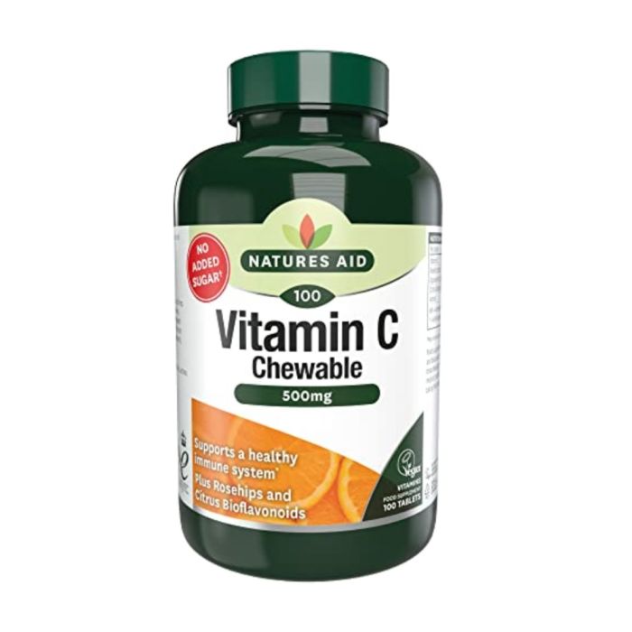 Natures Aid Vitamin C 500mg Chewable Sugar Free 100 Tablets