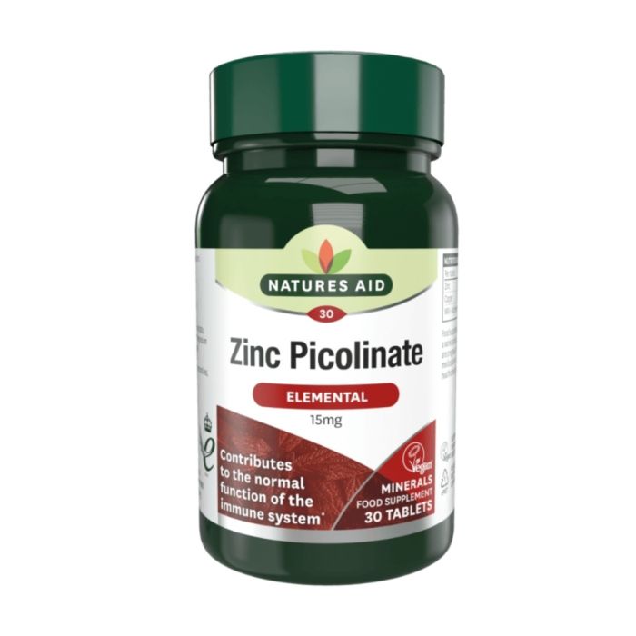 Natures Aid Zinc Picolinate Elemental 15mg 30 Tablets