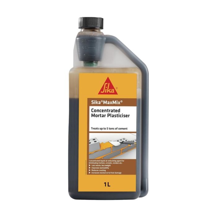 Sika MaxMix Plasticiser Liquid Mortar Improver Brown 1L 