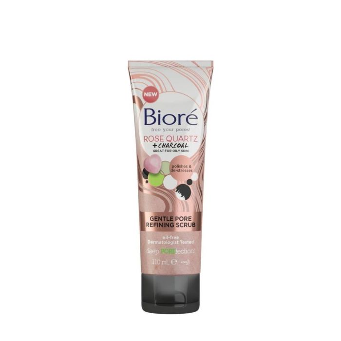 Biore Rose Quartz and Charcoal Face Scrub for Oily Skin 110 ml