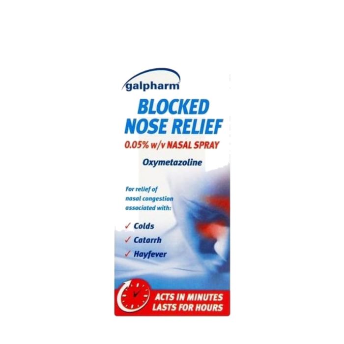 Galpharm Blocked Nose Relief Nasal Spray 15ml bottle on a clean surface
