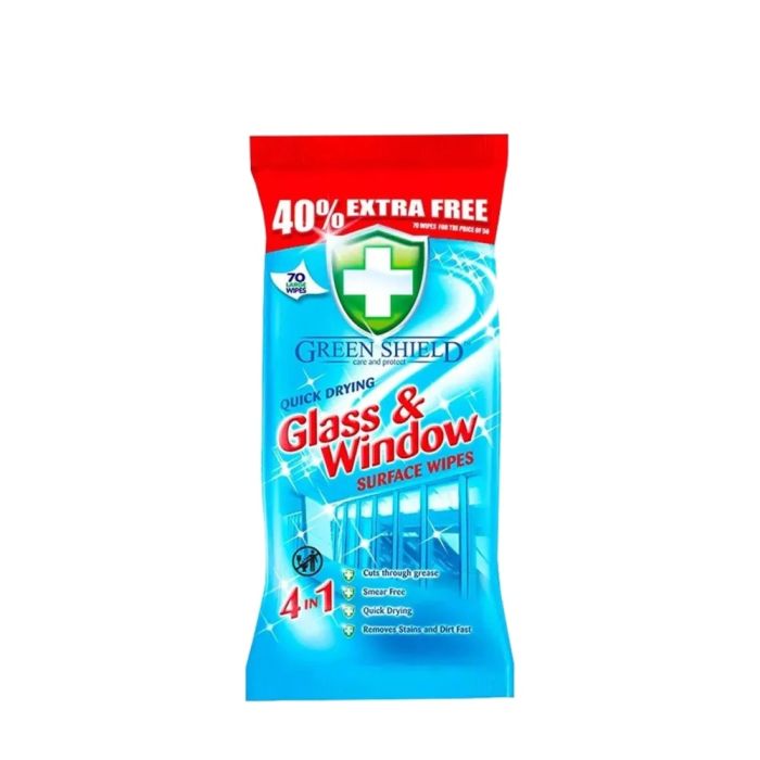 Greenshield Glass & Window Surface Wipes 70 Wipes