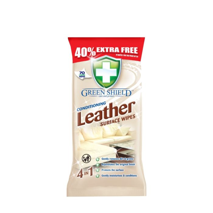 Greenshield Leather Wipes - 70 Wipes