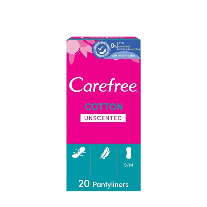Carefree Cotton Pantyliners Unscented 20 Pack