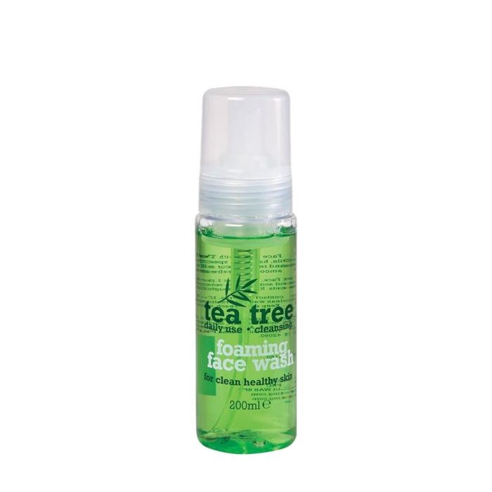 Tea Tree Foaming Face Wash 200ml bottle on a clean bathroom shelf
