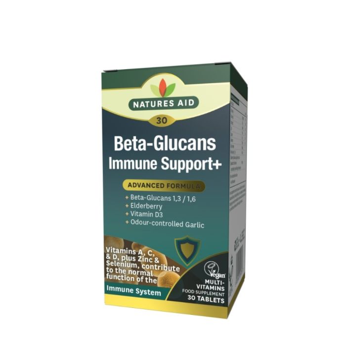 Natures Aid Beta-Glucans Immune Support + Vitamin D3 30 Tablets