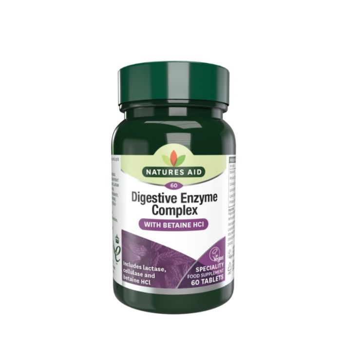 Natures Aid Digestive Enzyme Complex with Betaine HCl 60 Tablets