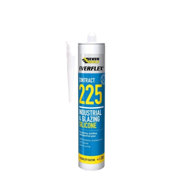 Everbuild 225 Contract Industrial Glazing Silicone Sealant 295ML