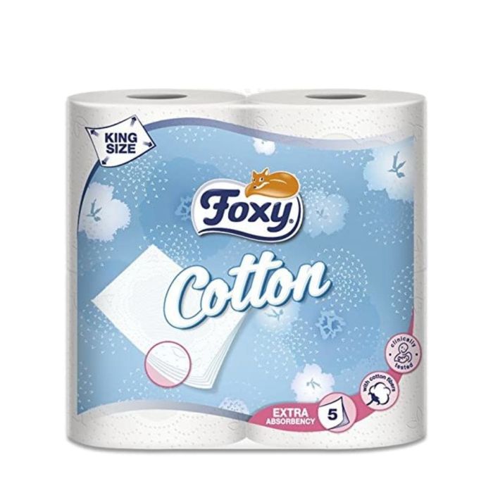 Foxy Cotton Luxury 5ply Thick Toilet Paper 4 Rolls