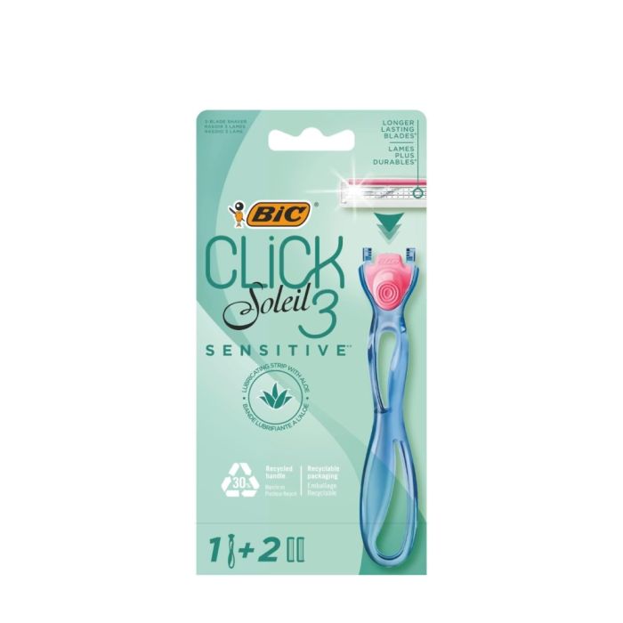 Bic Click 3 Soleil Sensitive Razor with 2 Replacement Blades