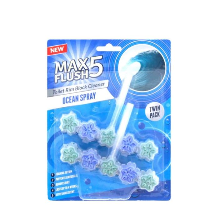 Max Flush 5 Ocean Spray Toilet Rim Block Cleaner Twin Pack