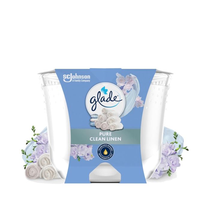 Glade Pure Clean Linen Scented Jar Candle 204g