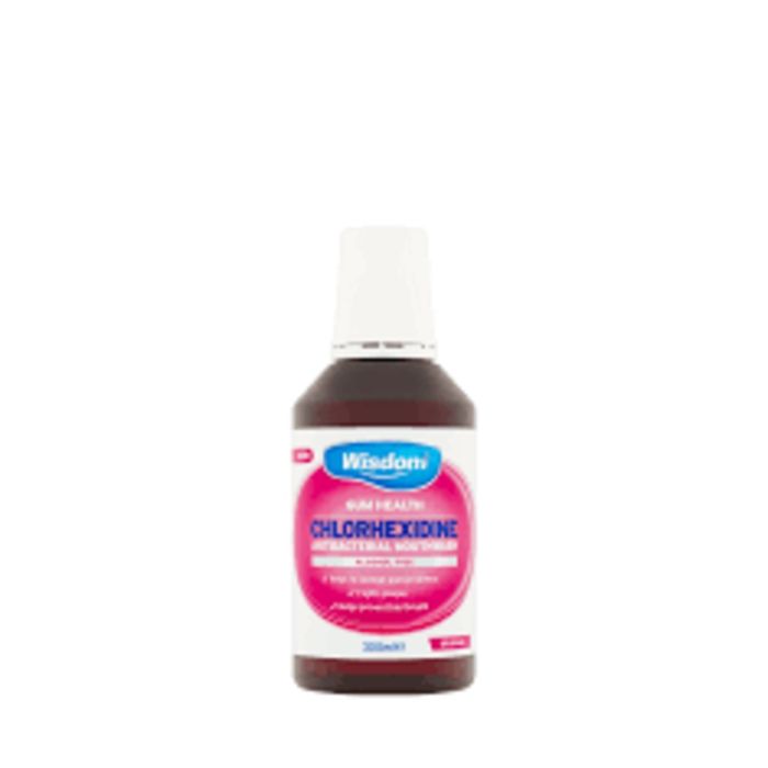 Wisdom Original Alcohol-Free Mouthwash 300ml bottle on a clean bathroom surface
