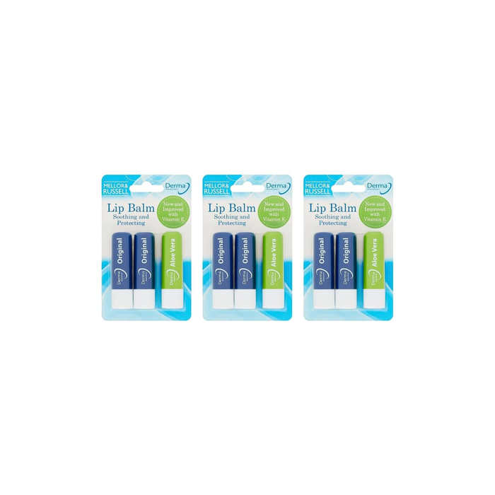 Derma Intensive Lip Balm Mega Value Pack for Hydrated Lips 3 Balms