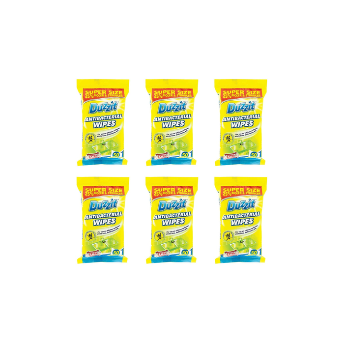Duzzit Antibacterial Wipes - 50 Wipes - Pack of 6