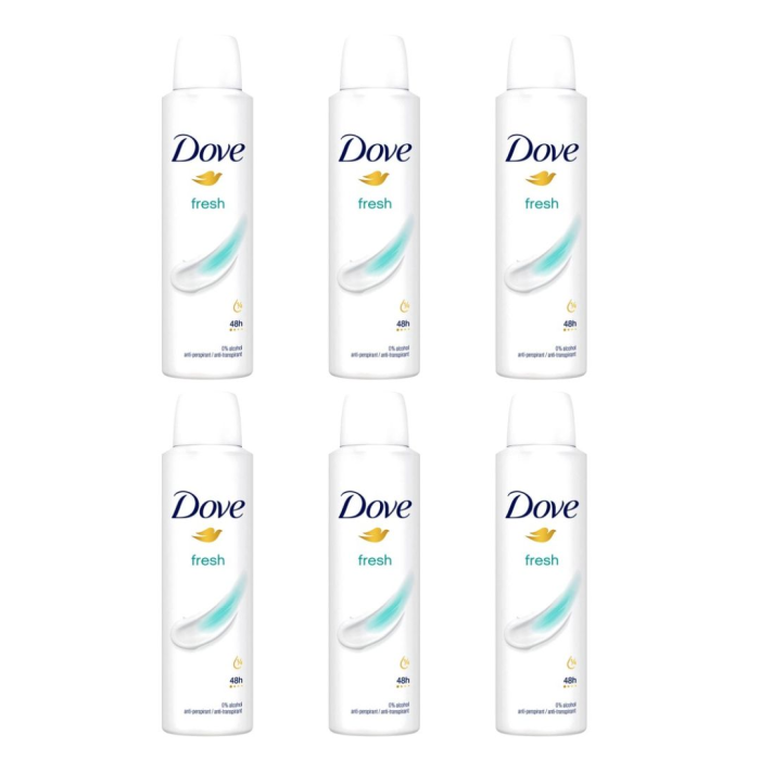 Dove Fresh Anti-perspirant Deodorant Spray 150ml - Pack of 6
