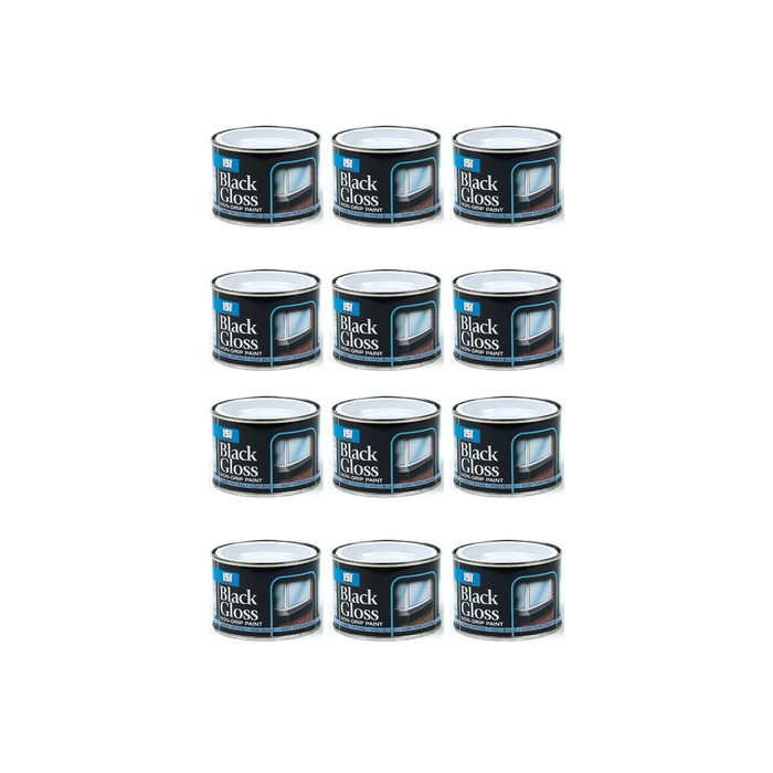151 Coatings Black Gloss Non-Drip Paint Tin 180ML - Pack of 12