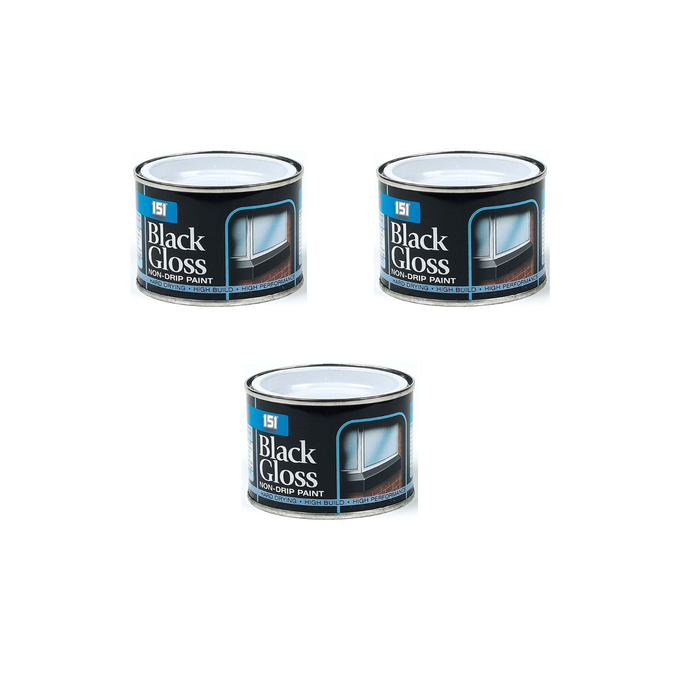 151 Coatings Black Gloss Non-Drip Paint Tin 180ML - Pack of 3