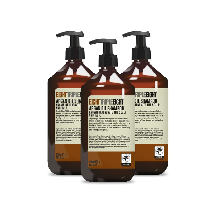Eight Triple Eight Argan Oil Shampoo 1000ml - Pack of 3