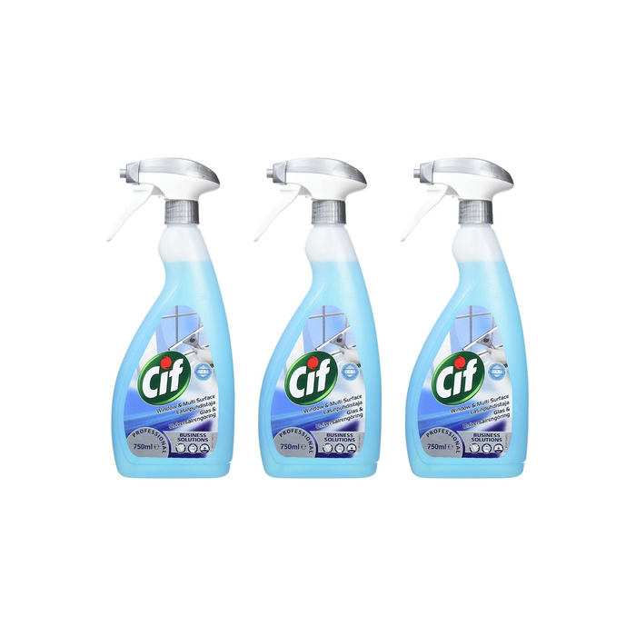 Cif Professional Window & Multi-Surface Cleaner Spray 750ml - Pack of 3