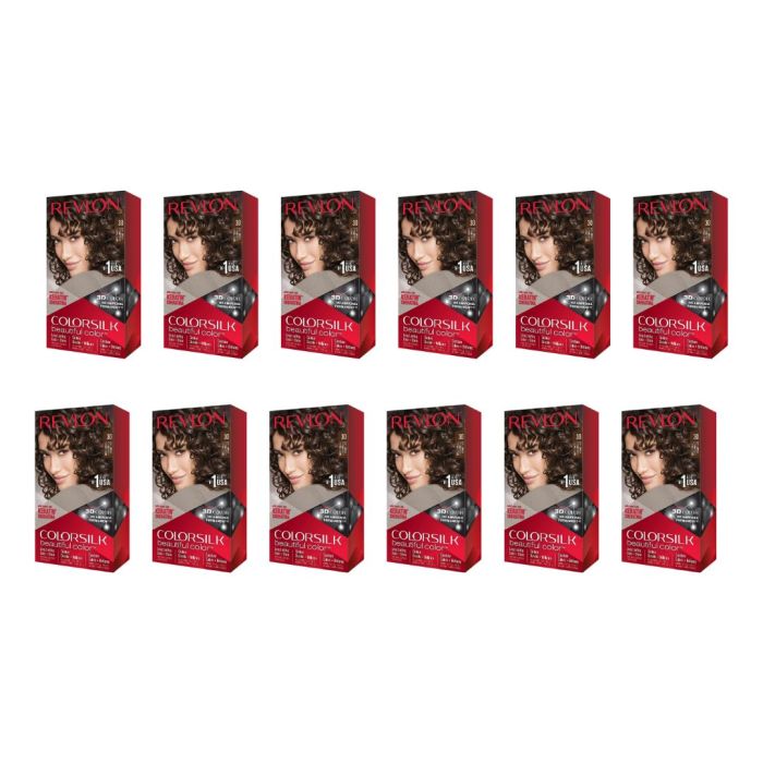 Revlon Colorsilk Hair Dye Permanent Dark Brown 30 - Pack of 12