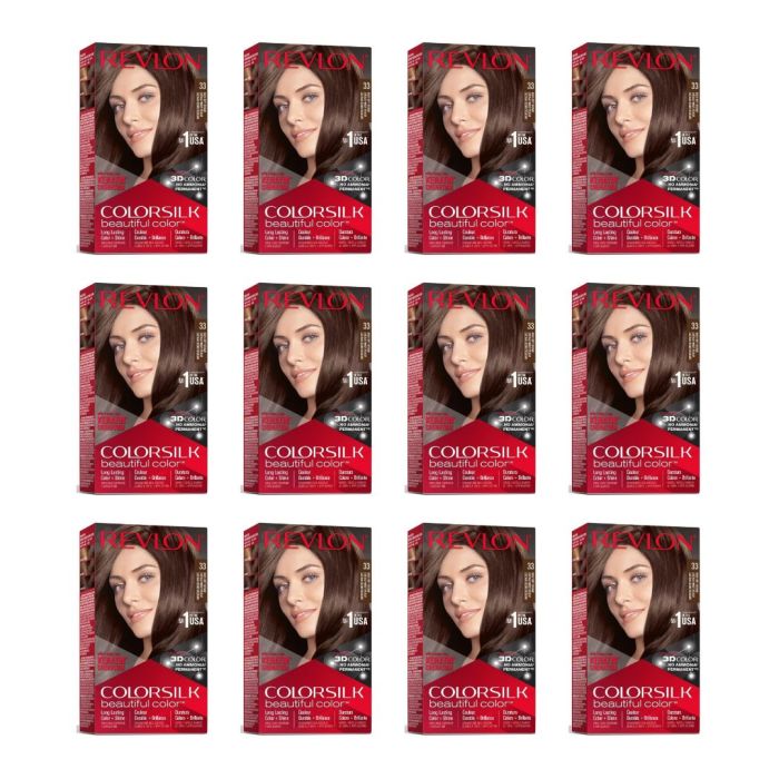 Revlon Colorsilk Hair Dye Permanent Dark Soft Brown 33 - Pack of 12