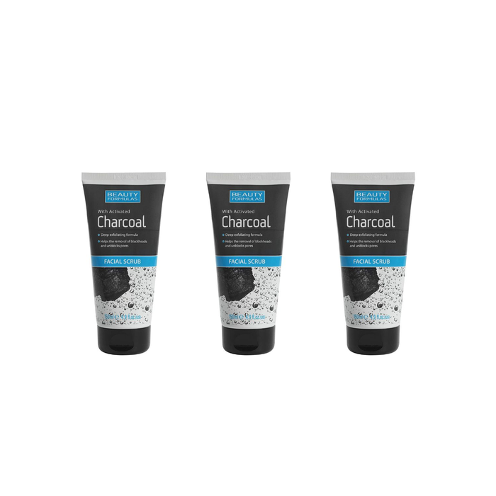 Beauty Formulas With Activated Charcoal Facial Scrub 150ml - Pack of 3