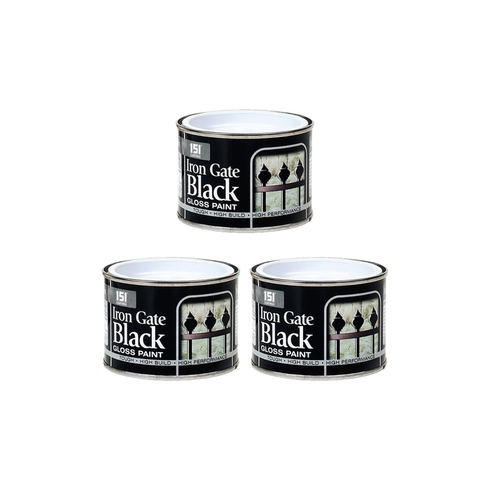 151 Coatings High Performance Iron Gate Black Gloss Paint 180ML - Pack of 3